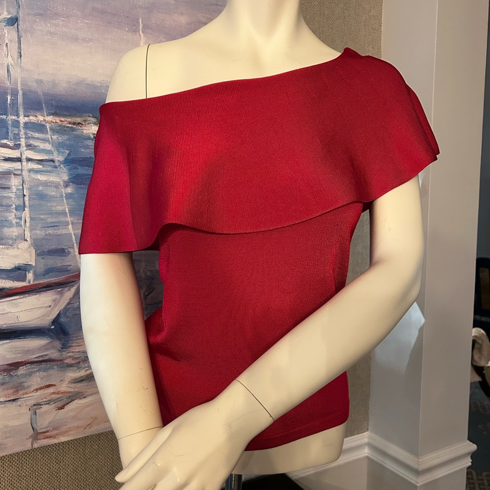 Ann Taylor Fuscia pink Off-Shoulder Top